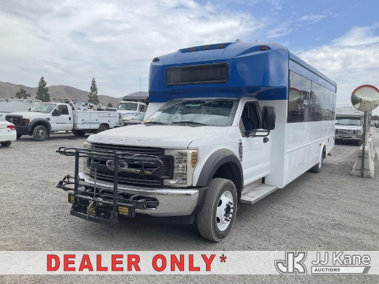 (Jurupa Valley, CA) 2019 Ford F-550 DRW Passenger Bus Runs & Moves, Dash Warning Indicators On, CNG