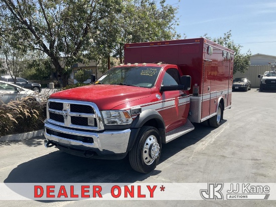 (Jurupa Valley, CA) 2016 RAM 4500 Regular Cab DRW Ambulance Runs & Moves) (Needs to be Driven for C
