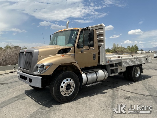 (Salt Lake City, UT) 2013 International 7400 Flatbed Truck Runs & Moves) (Dash Warning Indicator On