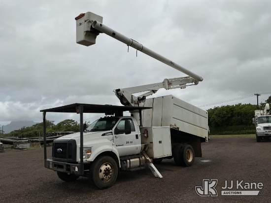 (Lihue, HI) Altec LRV-56, Over-Center Bucket Truck mounted behind cab on 2019 Ford F-750 Chipper Dum