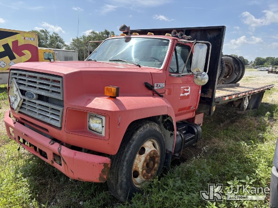(Hawk Point, MO) 1994 Ford F700F Flatbed Truck Runs & Does Not Move) (Engine Won't Stay Running With