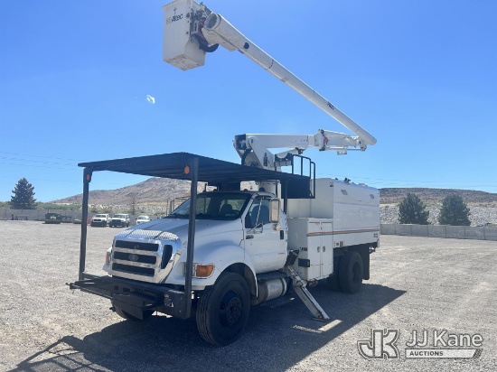 (Sparks, NV) Altec LR756, Over-Center Bucket Truck mounted behind cab on 2013 Ford F-750 Chipper Dum