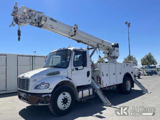 (Dixon, CA) Altec Derrick rear mounted on 2015 Freightliner M2 106 Utility Truck Runs, Moves, & Uppe