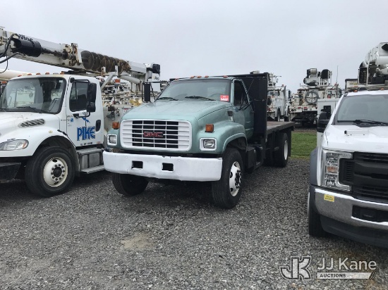 (Mount Airy, NC) 2001 GMC C7500 Flatbed Truck Runs & Moves) (Interior Defect- Driver Door Won't Clos