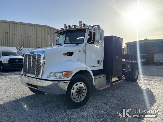 (West Palm Beach, FL) 2008 Peterbilt 335 Flatbed Truck Runs & Moves) (Dash Warning Indicators On, Ex
