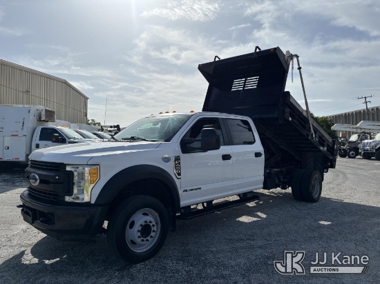 (West Palm Beach, FL) 2017 Ford F450 Crew-Cab Dump Truck Runs & Moves, Dump Operates) (FL Residents