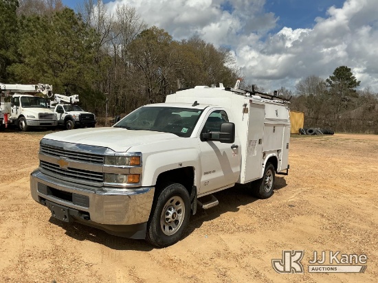 (Byram, MS) 2015 Chevrolet Silverado 3500HD Enclosed Service Truck Runs & Moves) (Dash Warning Indic