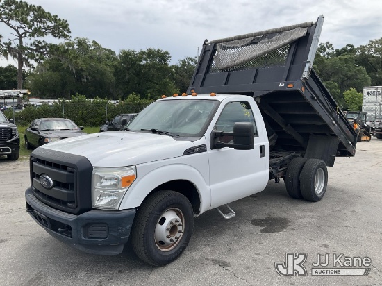 (Ocala, FL) 2015 Ford F350 Flatbed/Dump Truck Runs & Moves, Dump Operates) (Check Engine Light On, B
