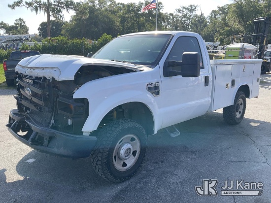 (Ocala, FL) 2008 Ford F250 4x4 Service Truck Runs & Moves) (Leaking Coolant, Hood Does Not Latch, Ex