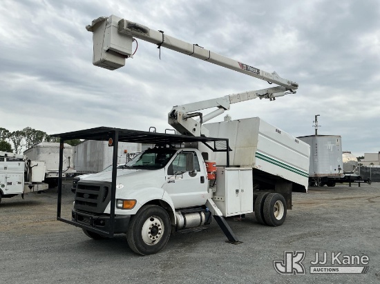 (China Grove, NC) HiRanger XT55, Over-Center Bucket Truck mounted behind cab on 2013 Ford F750 Chipp