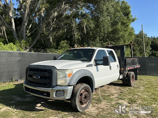 (Tampa, FL) 2014 Ford F-450 SD Crew Cab DRW Flatbed/Service Truck Runs, Moves & Lift Condition Unkno