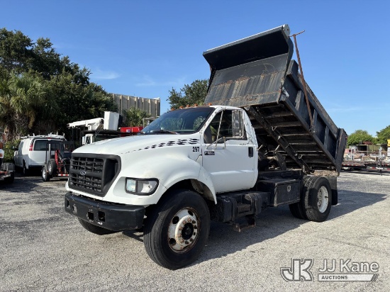 (West Palm Beach, FL) 2000 Ford F-650 Dump Truck Runs, Moves & Dump Operates) (Brake System Non-Oper