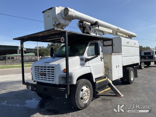 (Ocala, FL) Altec LRV-55, Over-Center Bucket Truck mounted behind cab on 2006 GMC C7500 Chipper Dump