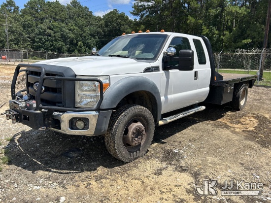 (Laurel, MS) 2013 Ford F550 4x4 Extended-Cab Flatbed Truck Not Running, Condition Unknown
