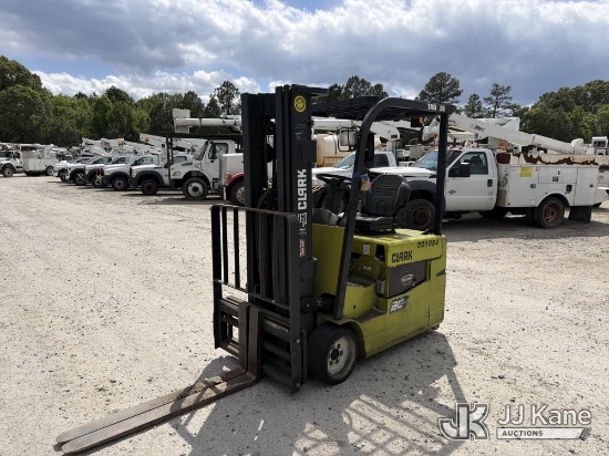 (Chester, VA) 2010 Clark TMX20, 3,400# Solid Tired Forklift Not Running, Battery Dead, Condition Unk