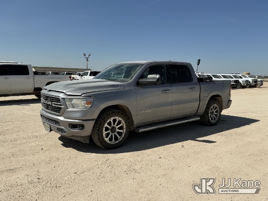 (Midland, TX) 2021 RAM 1500 Crew-Cab Pickup Truck Runs & Moves) (Dash Warning Indicator On, Windshie