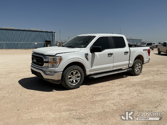 (Midland, TX) 2022 Ford F-150 Crew-Cab Pickup Truck Runs & Moves) (Dash Warning Indicators On, Winds