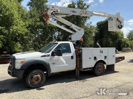 (South Beloit, IL) Altec AT37G, Articulating & Telescopic Bucket Truck mounted behind cab on 2012 Fo