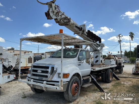 (Olmito, TX) Terex/Telelect C4047, Digger Derrick rear mounted on 2009 Ford F-750 Flatbed/Utility Tr