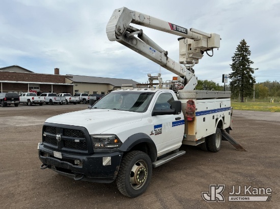 (Superior, WI) HiRanger HR37-M, Material Handling Bucket Truck mounted behind cab on 2015 RAM 5500 S