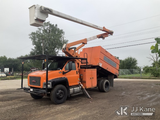 (South Beloit, IL) Terex XT55, Over-Center Bucket Truck mounted behind cab on 2009 GMC C7C042 Chippe