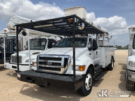 (Marion, TX) Terex 5TC-55, Bucket Truck rear mounted on 2015 Ford F-750 Utility Truck Runs, Does Not