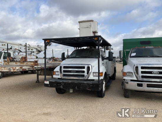 (Marion, TX) Terex 5TC-55, Bucket Truck mounted behind cab on 2015 Ford F-750 Utility Truck Not Runn