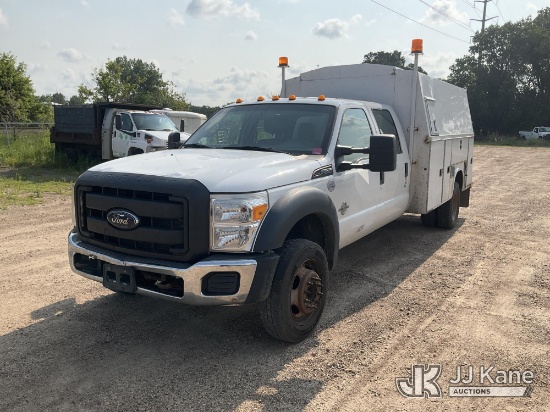 (Shakopee, MN) 2014 Ford F550 Crew-Cab Enclosed Service Truck Runs & Moves) (Dash Warning Indicators