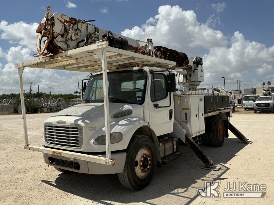 (Olmito, TX) Altec DM47B-TR, Digger Derrick rear mounted on 2014 Freightliner M2 106 Flatbed/Utility