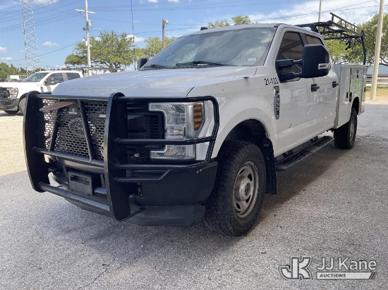 (Bryan, TX) 2019 Ford F350 4x4 Crew-Cab Service Truck, Utility Company Owned & Maintained Runs & Mov