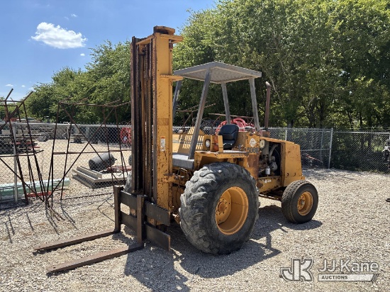(Hutto, TX) 2004 Case 586E 4x4 Rough Terrain Forklift Runs, Moves & Operates. Leak at Steering Cylin