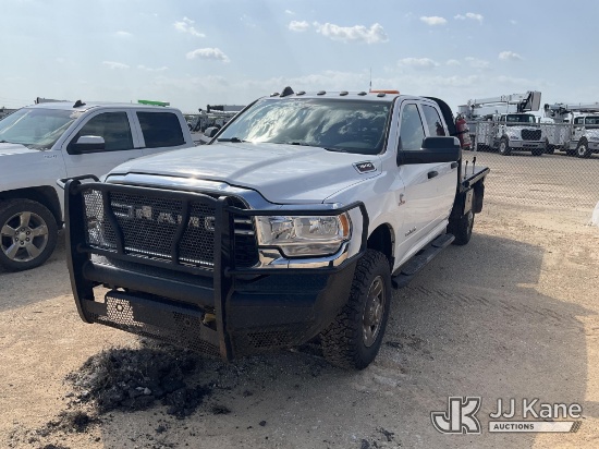 (Marion, TX) 2020 RAM 3500 Crew-Cab Flatbed Truck Not Running, Condition Unknown) (Windshield Defici