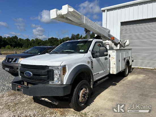 (Deridder, LA) Versalift VO40MHI01, Over-Center Material Handling Bucket Truck mounted behind cab on