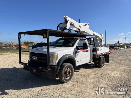 (Houston, TX) Altec AT37G, Articulating & Telescopic Bucket Truck mounted behind cab on 2017 Ford F-