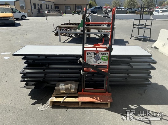 (Jurupa Valley, CA) (1 Pallet) Foldable Tables & Dolly (Used) NOTE: This unit is being sold AS IS/WH
