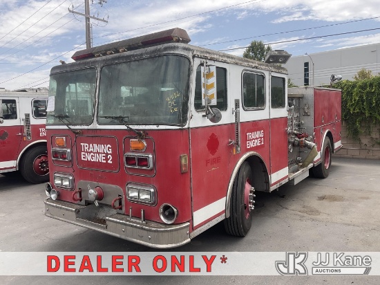 (Jurupa Valley, CA) 1990 Seagrave Fire Truck, Seagrave GV92TA Runs & Moves) (Interior Defect - No Ho