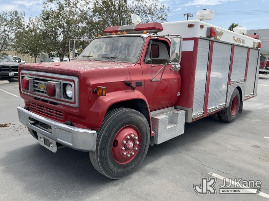 (Jurupa Valley, CA) 1990 Chevrolet C7D042 Fire Truck Runs & Moves(Dash Board Damaged)