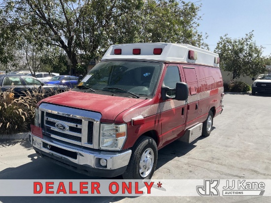 (Jurupa Valley, CA) 2009 Ford Econoline E-350 SD Ambulance Runs & Moves) (Dash Warning Indicator On)