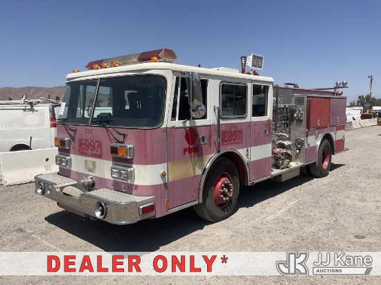 (Jurupa Valley, CA) 1993 Pierce Arrow Fire Truck Runs & Moves, Interior Defects - No Horn