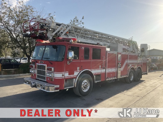 (Jurupa Valley, CA) 2005 Pierce Dash T/A Ladder/Fire Truck Runs & Moves, Dash Warning Indicators On,