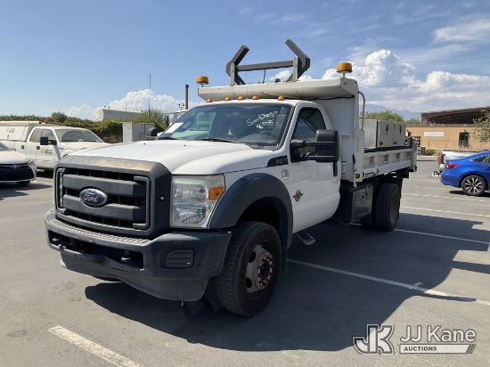 (Jurupa Valley, CA) 2014 Ford F-450 SD Regular Cab DRW Dump Truck Runs, Moves, Dump & Crane Operates