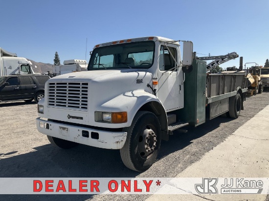 (Jurupa Valley, CA) 2001 International 4700 Flatbed Truck Runs, Moves, & Crane Operation Unknown (Mi
