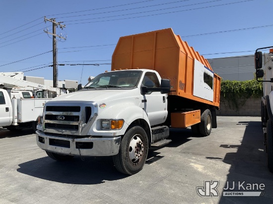 (Jurupa Valley, CA) 2013 Ford F-650 Dump Chipper Truck, Orange, EOL Runs, Moves & Dump Operates, Man