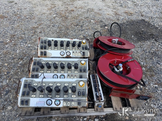 (Shrewsbury, MA) Pallet of (3) Altec Digger Controls & Assorted Hose Reels NOTE: This unit is being