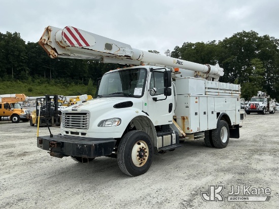 (Shrewsbury, MA) Altec AM855-MH, Over-Center Material Handling Bucket Truck rear mounted on 2012 Fre