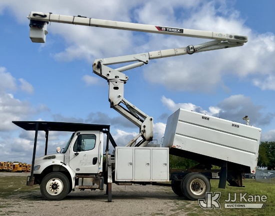 (Monticello, MN) Terex XT Pro 60/70, Over-Center Elevator Bucket Truck mounted behind cab on 2019 Fr
