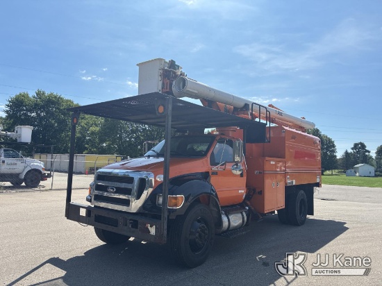 (Ashland, OH) Altec LR756, Over-Center Bucket Truck mounted behind cab on 2015 Ford F-750 Chipper Du