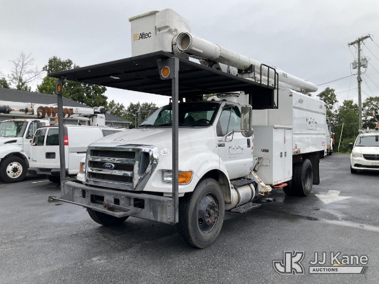 (Branchville, NJ) Altec LR756, Over-Center Bucket Truck mounted behind cab on 2015 Ford F-750 Chippe