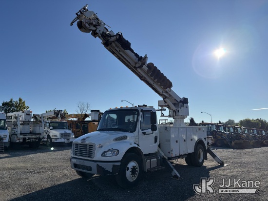 (Plymouth Meeting, PA) Altec DC47-TR, Digger Derrick rear mounted on 2016 Freightliner M2 106 Flatbe