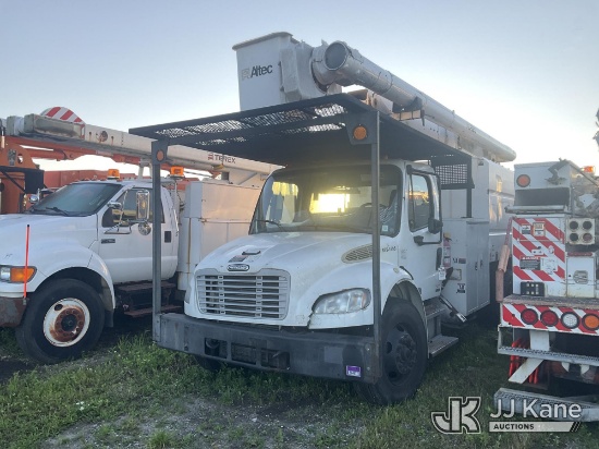 (Bellport, NY) Altec LRV55, Over-Center Bucket Truck mounted behind cab on 2011 Freightliner M2 106